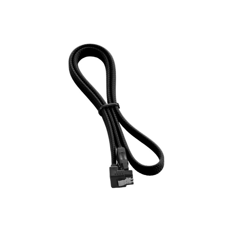CableMod ModMesh Sleeved Right Angle SATA 3 Cable (Black, 60cm) - Image 1